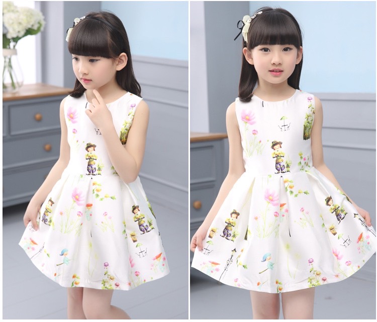 พร้อมส่ง ชุดเด็ก ชุดเดรส ลายดอก ชุดเดินชายหาด