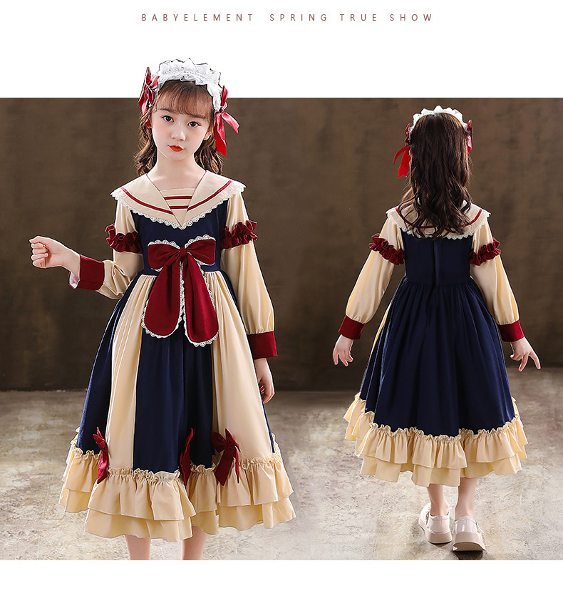 friendly4kid พร้อมส่ง ชุดคริสมาสต์ เดรสแขนยาวกระโปรงระบายแต่งติดโบว์