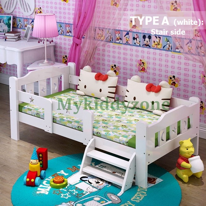 TP21004S(WDK4S) เตียงนอนไม้ เตียงเดี่ยวสำหรับเด็ก สีขาว สีฟ้า สีชมพู แบบบันไดท้าย / บันไดข้าง สำเนา