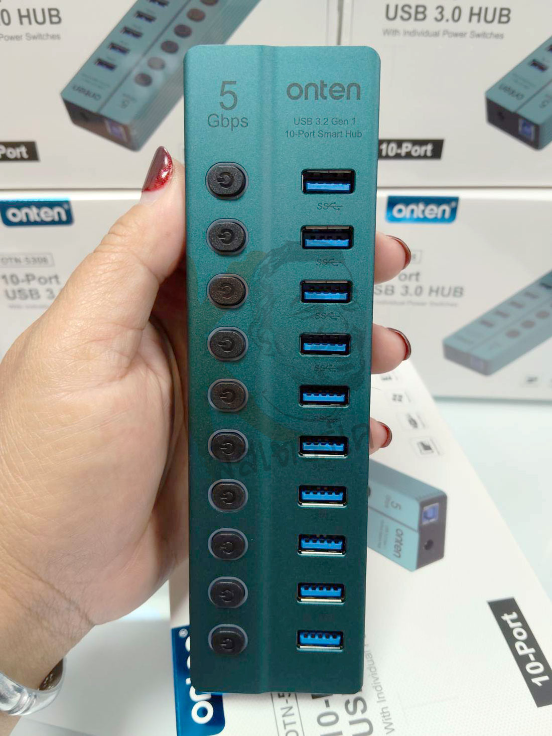10-Port Hub USB 3.2 Gen 1 5Gbps with Separate Buttons by Onten
