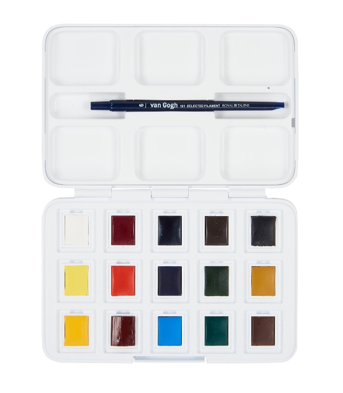 Vangogh Watercolor Pocket Box Basic Set of 12+3