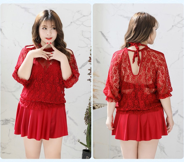 ชุดว่ายน้ำคนอ้วน5xl เซต 2 ชิ้น สีดำ รอบอก 40-46