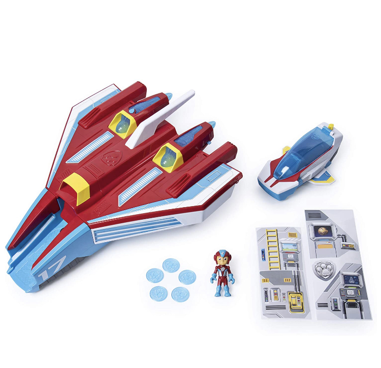 PAW Patrol, Super PAWs, 2-in-1 Transforming Mighty Pups Jet Command Center with Lights and Sounds