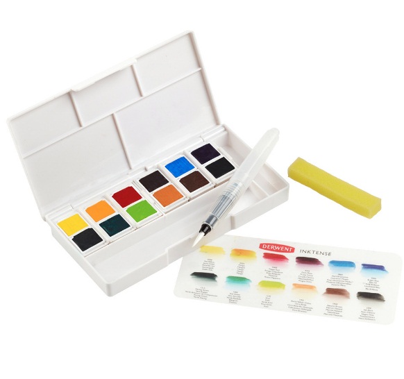 ชุดสีหมึกก้อน Derwent Inktense 12สี