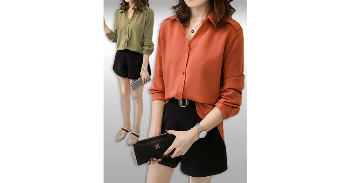 เสื้อเชิ๊ตแฟชั่นใส่ทำงานแขนยาวสไตล์สวยหรู มี2สี 6 ไซส