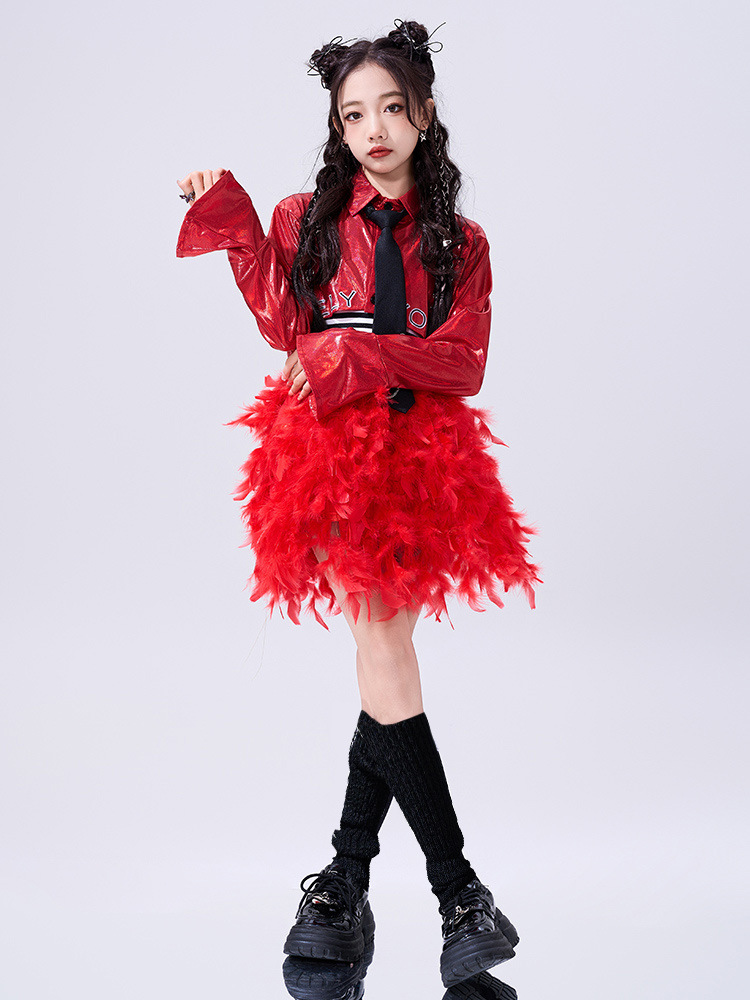 พร้อมส่ง ชุดเต้น เซ็ต เสื้อ+กางเกงขายาว คาร์โก้ หนัง สไตล์ Y2K