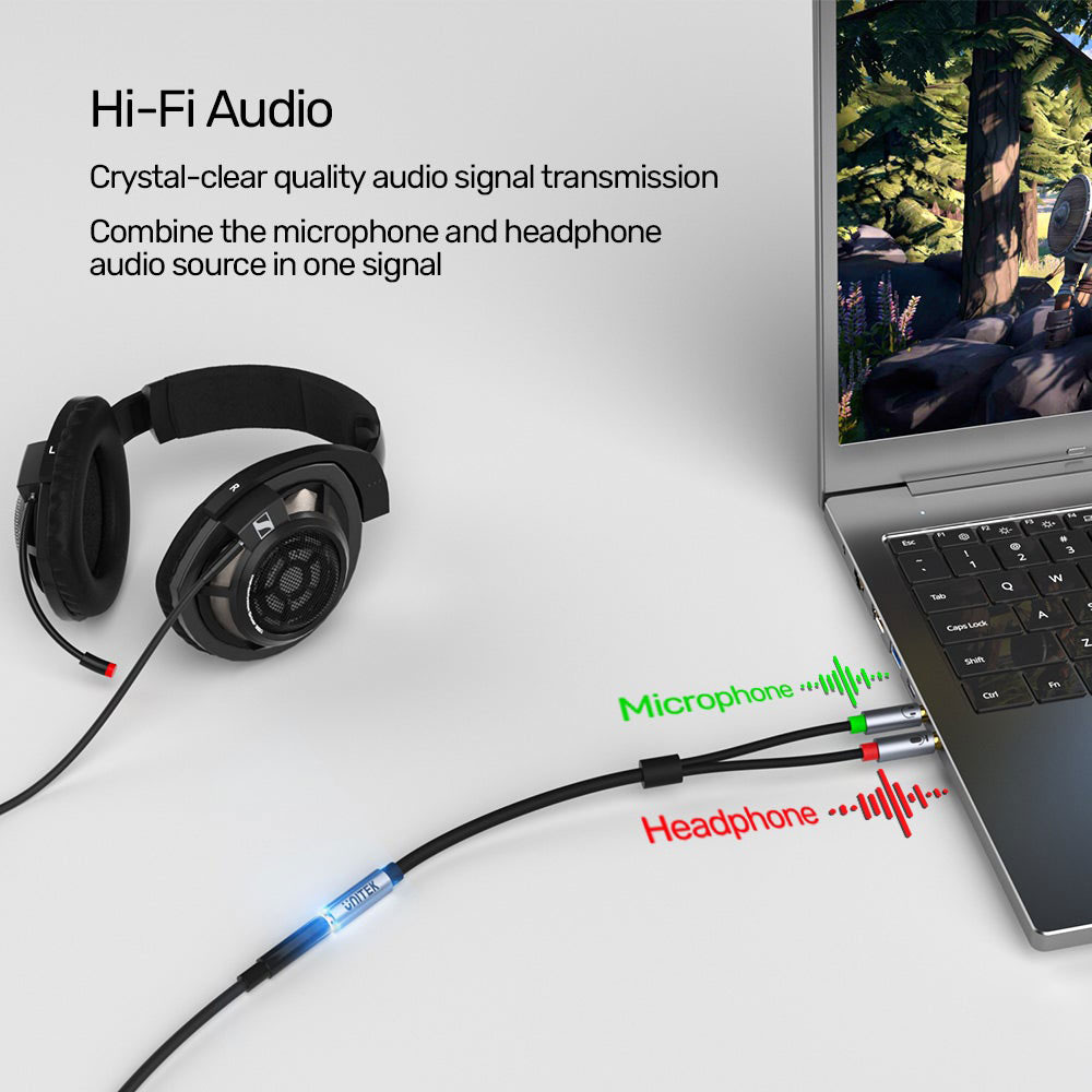 ตัวรวมหูฟัง กับ ไมค์ AUX 3.5mm 2 ออก 1 Headset Adapter by Unitek