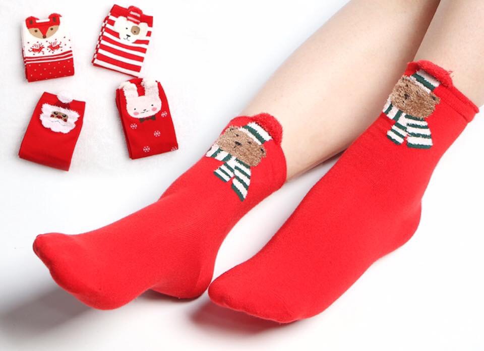 Fถุงเท้าเด็ก ลายคริสมาสต์