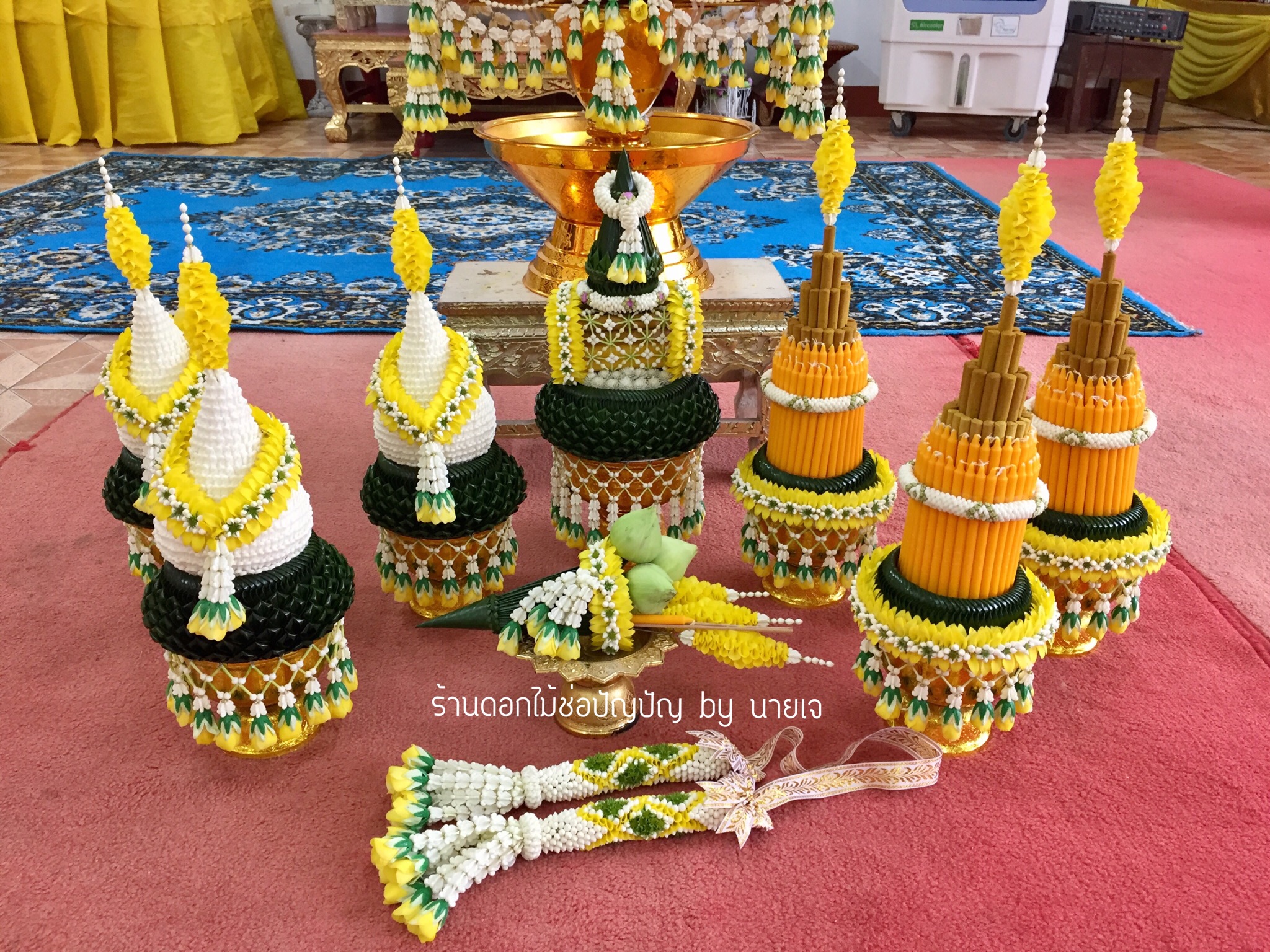 ชุดเครื่องบวชดอกไม้สด ส่งงาน วัดเสนาสฯ จ.พระนครศรีอยุธยา