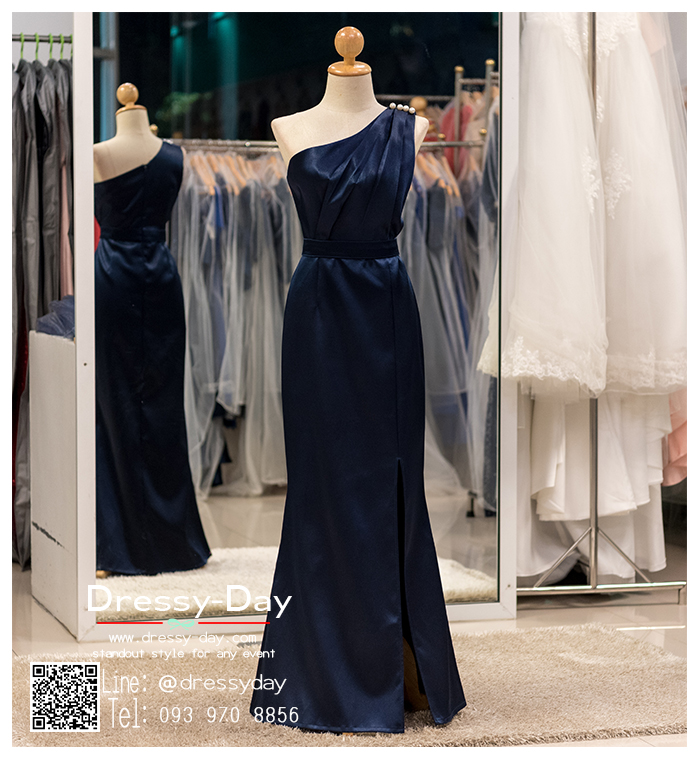 รหัส ชุดราตรียาว : PAL012 ชุดราตรียาว สีเนวี่บลู ไหล่เฉียง เข้ารูป ผ่าด้านข้างสุดเซ็กซี่ เหมาะใส่ออกงานกลางคืน งานแต่งงาน งานกาล่าดินเนอร์ งานเลี้ยง งานพรอม งานรับกระบี่