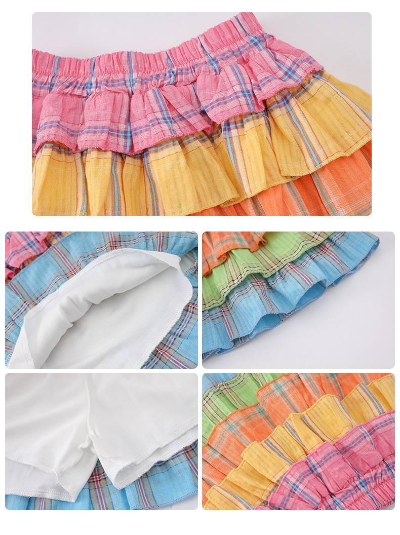 สินค้าพร้อมส่ง ***ชุดเต้น แขนกุดสีขาว+ปลอกแชย+กระโปรงระบายชั้นสีรุ้ง