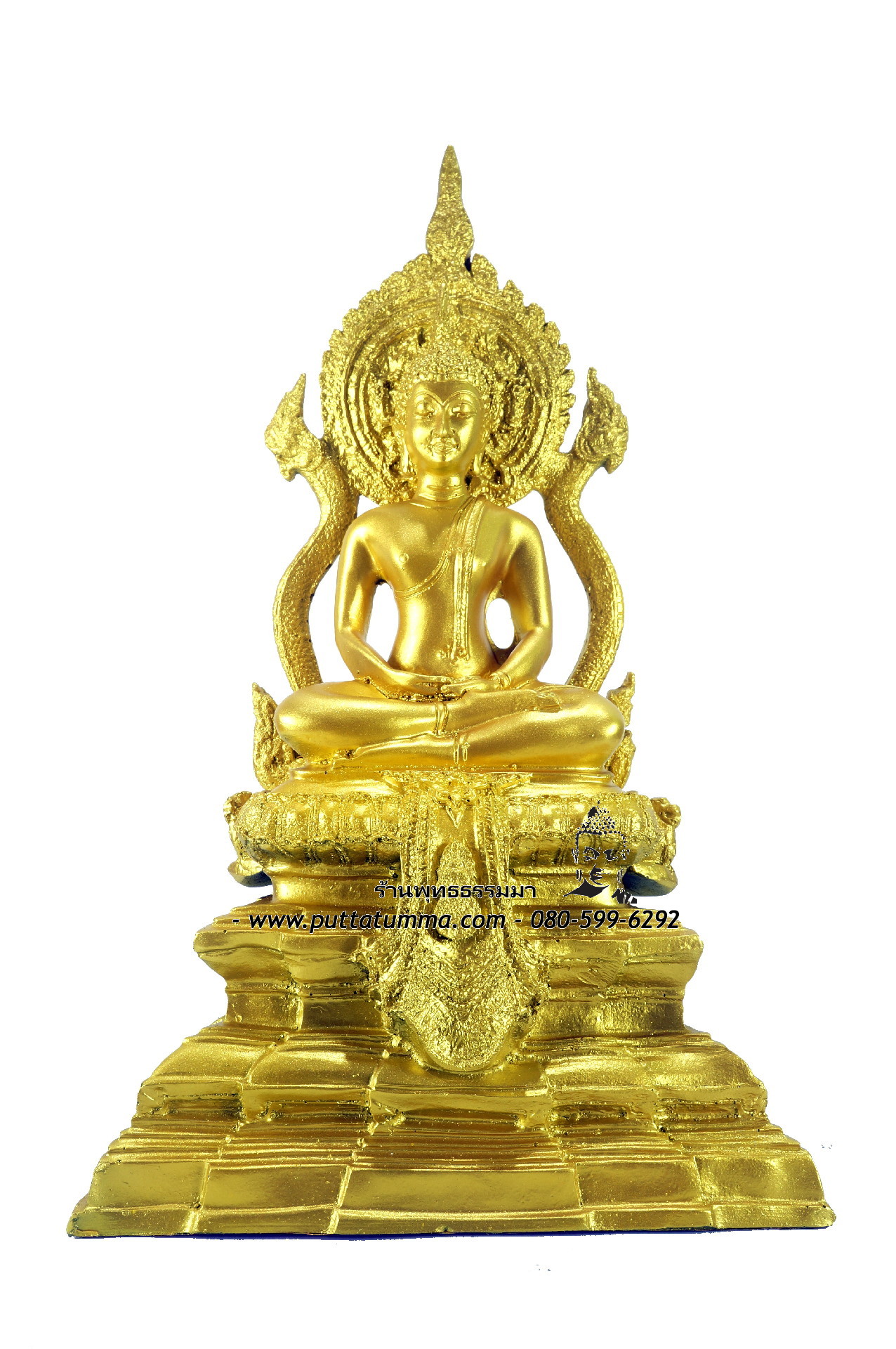 พระพุทธรูปปางสมาธิธรรมรังสี สีทอง เนื้อเรซิ่น หน้าตัก 5 นิ้ว สูง 14.5 นิ้ว