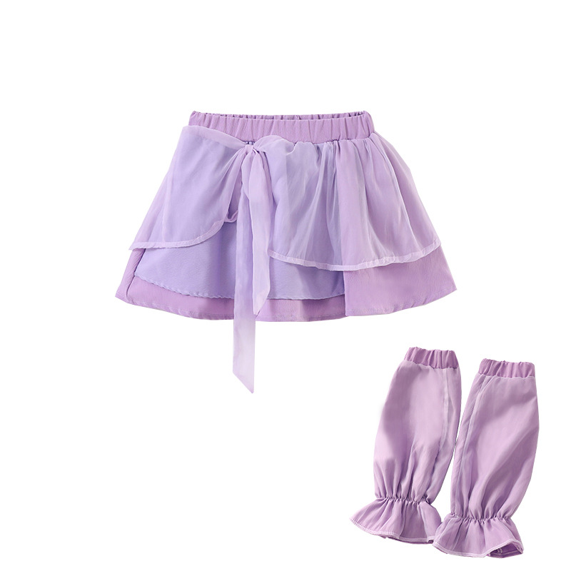 ชุดเต้น เซ็ตม่วง เสื้อแขนสั้น+กระโปรงระบาย**สินค้าเปิดจอง