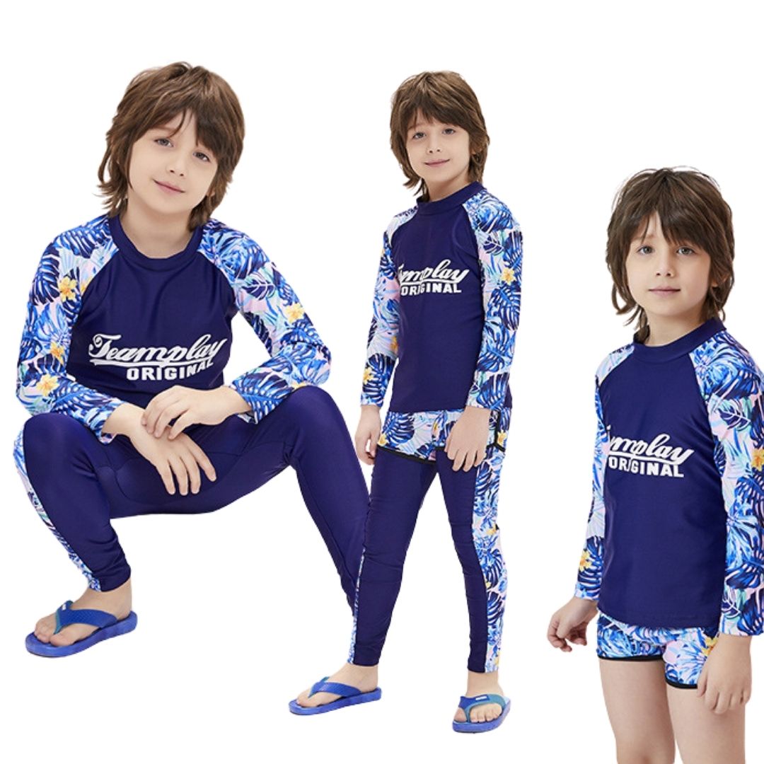 พร้อมส่ง ชุดว่ายน้ำ เด็กผู้หญิง เสื้อแขนยาว+เลกกิ้งกระโปรง