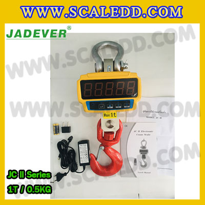 เครื่องชั่งแขวน1000kg เครื่องชั่งแขวนดิจิตอล1000kg เครื่องชั่งแขวน ตาชั่งแขวน1ตัน พิกัดน้ำหนัก 1000kg ความละเอียด 0.5kg ยี่ห้อ JADEVER รุ่น JC II (เครื่องชั่งผ่านตรวจรับรองจากสำนักชั่งตวงวัด)