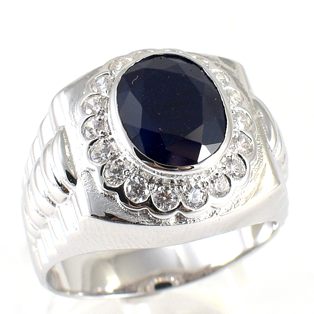 แหวนเงินแท้ราคาถูกชุบทองคำขาว ไพลินแท้ 1.95 กะรัต เพชรCZ 0.45 กะรัต งานประณีตสวยงาม สั่งผลิตค่ะ