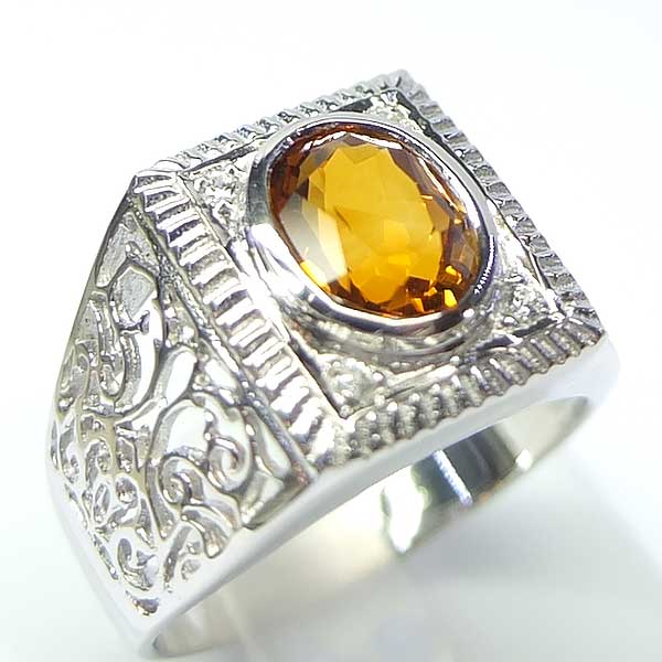 แหวนเงินแท้ราคาถูกชุบทองคำขาว ซิทรินแท้ 1.65 กะรัต เพชรCZ 0.06 กะรัต งานประณีตสวยงาม สั่งผลิตค่ะ