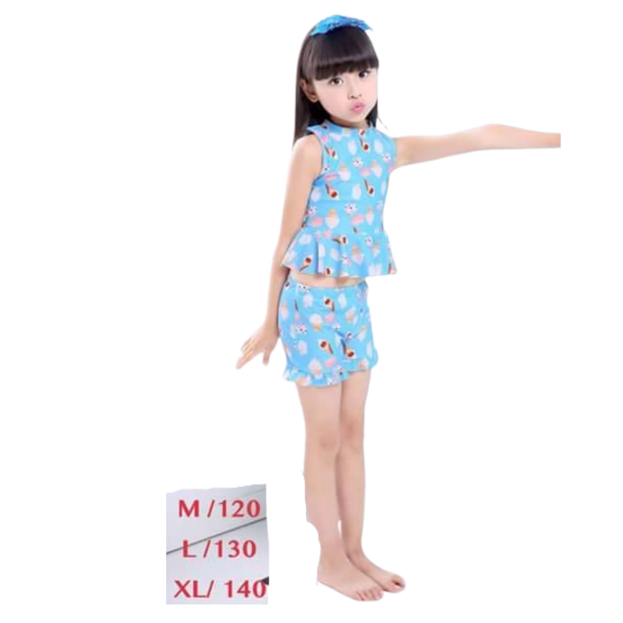 สินค้าพร้อมส่ง ชุดว่ายน้ำ เด็กหญิง เซ็ต 3 ชิ้น สไตล์ลายดอก