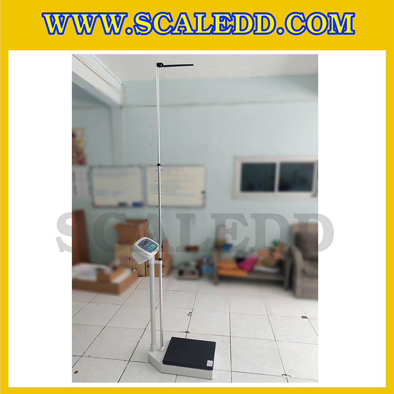 เครื่องชั่งน้ำหนักคน เครื่องชั่งน้ำหนักบุคคล พร้อมที่วัดส่วนสูง และคำนวณค่า BMI ชั่งได้ 250kg ความละเอียด 100g วัดส่วนสูงได้ 203cm