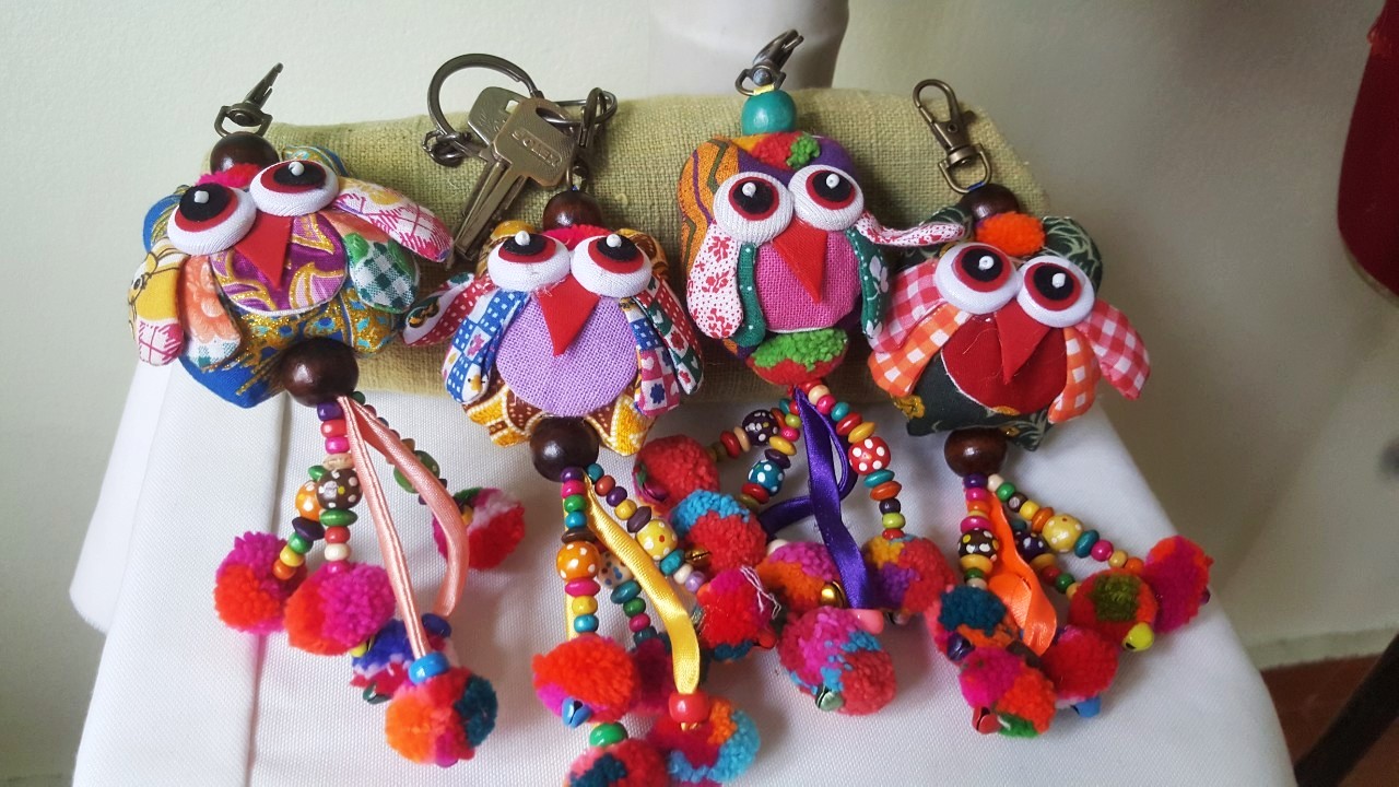 SIVAREE เศษผ้าตกแต่งเป็นรูปช้างห้อยพวงกุญแจ Upcycling Product ม่วง,เหลือง,แดง,เขียว กว้าง3นิ้วยาว3.5 นิ้ว