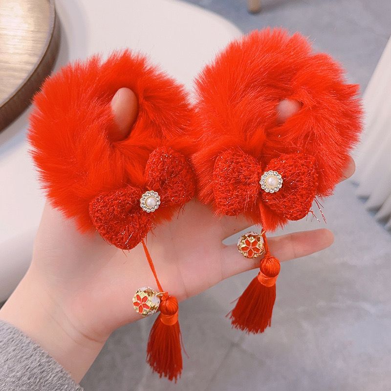 พร้อมส่ง กิ๊บติดผมตรุษจีน เด็ก ยางรัดผม ประดับพู่