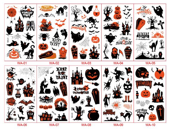 สติกเกอร์ แทททู ฮาโลวีน โพนี่ เมอเมด มีให้เลือกแบบเรืองแสงกับไม่เรืองแสง