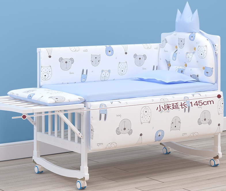 เตียงเด็กไม้สีขาว สามารถปรับขยายเป็นเตียงเด็กโต Double Size WW3 (TB10108)