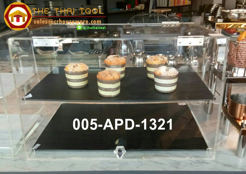 ACRYLIC PASTRY DISPLAY 005-APD-1321,ตู้ขนมอะคริลิกใหญ่,ตู้โชว์ขนมอะคริลิกเปิดได้2ด้าน2ชั้นใหญ่