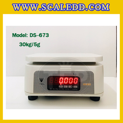 เครื่องชั่งน้ำหนักดิจิตอลตั้งโต๊ะ พิกัดน้ำหนัก 30kg. ยี่ห้อ DIGI รุ่น DS-673 อ่านค่าความละเอียด 5g. (เครื่องชั่งผ่านตรวจรับรองจากสำนักชั่งตวงวัด)