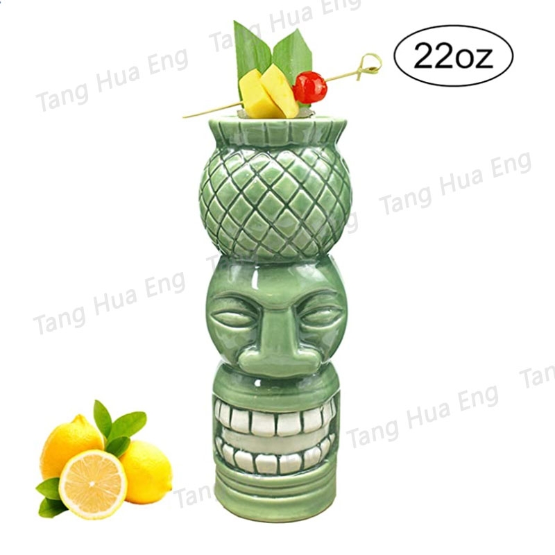 ( 1 ใบ ) แก้วมักเซรามิค Pineapple Head TIKI MUG ขนาด 650 มล. TIKI0044