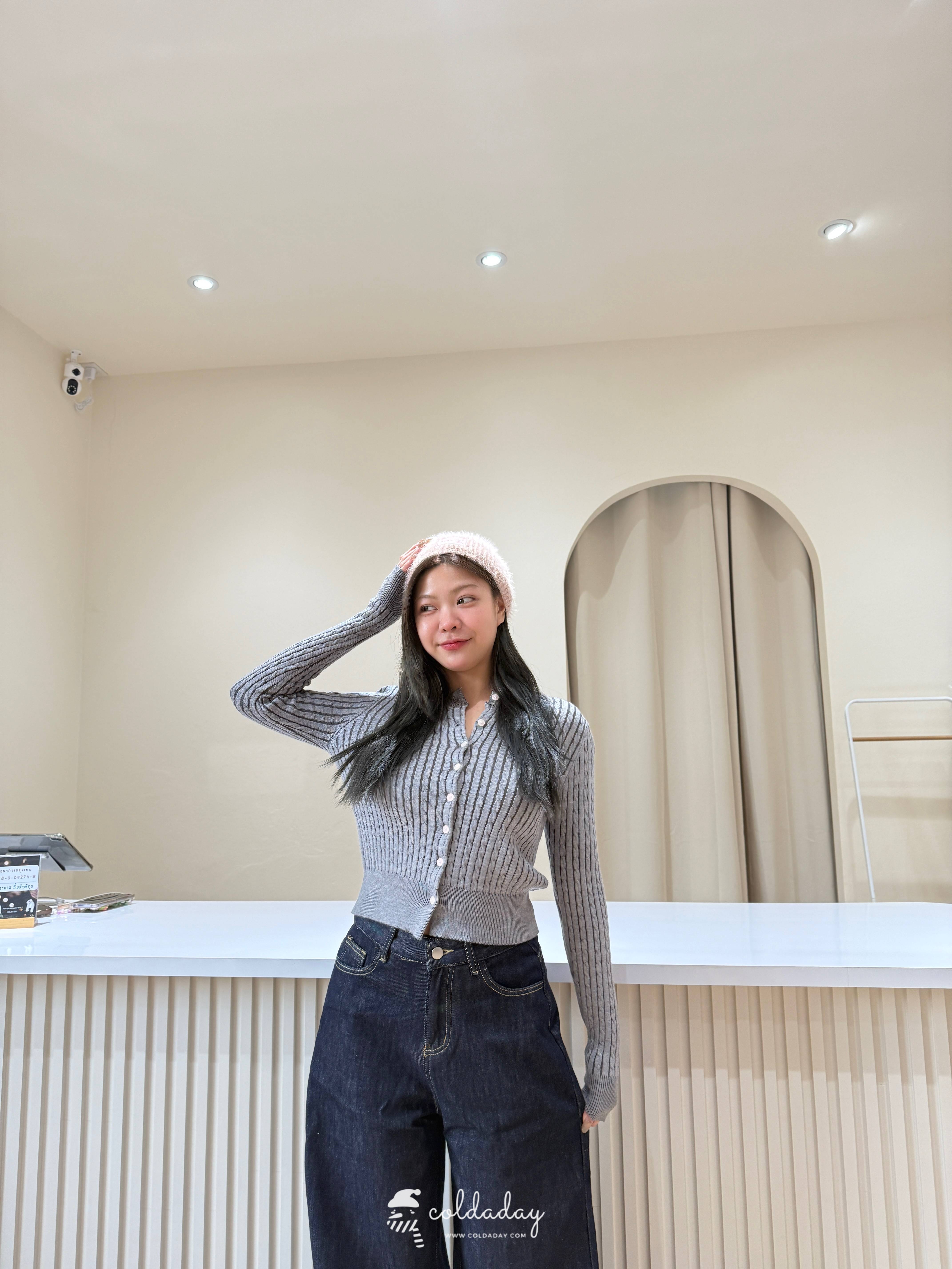 กางเกงยีนส์กันหนาว Warm Wide-Leg denim / S-XL