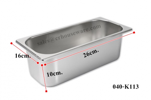 กระบะสเตนเลส-ใส่ไอศรีม -ขนาด 1/4 ลึก 040-K113