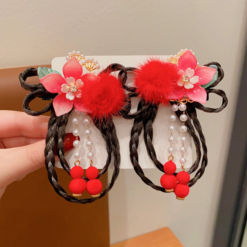 พร้อมส่ง กิ๊บติดผม ตรุษจีน โบว์ติดผม โบราณสีแดง