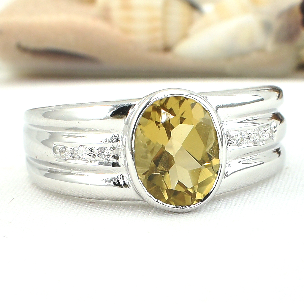 แหวนเงินแท้ราคาถูกชุบทองคำขาว พลอยแท้คอนยัคควอทซ์ 1.25 กะรัต เพชรCZ 0.06 กะรัต งานประณีตสวยงาม สั่งผลิตค่ะ