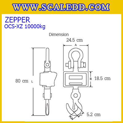 เครื่องชั่งแขวน10ตัน เครื่องชั่งดิจิตอลแบบแขวน10ตัน ค่าละเอียด 5kg รุ่น OCS-XZ (เครื่องชั่งมีใบผ่านตรวจรับรองจากสำนักชั่งตวงวัด)