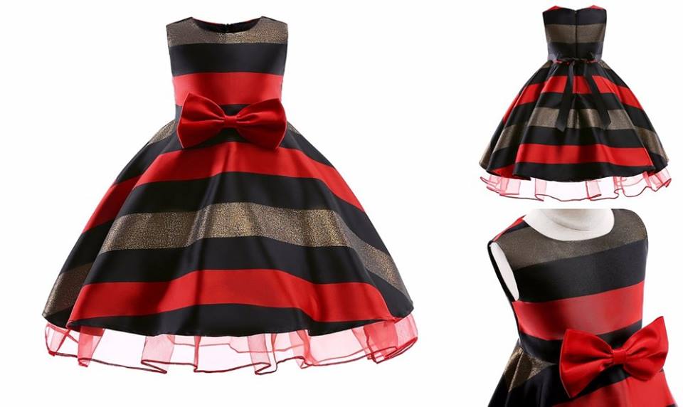 ชุดเด็ก ชุดออกงานเด็ก ชุดราตรี ลายริ้ว