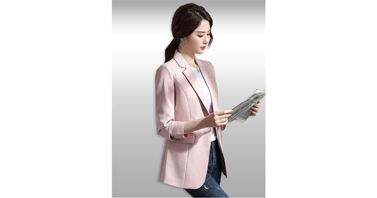 เสื้อสูทผู้หญิงสีชมพูแบบสวยหรู มี 7 ไซส รหัส2290