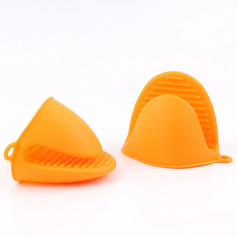 ถุงมือซิลิโคนกันความร้อนจับหูหม้อ ( 2 ชิ้น ) สีส้ม