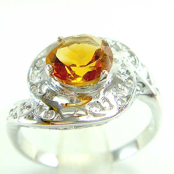 แหวนเงินแท้ราคาถูกชุบทองคำขาว ซิทรินแท้ 1.25 กะรัต งานประณีตสวยงาม สั่งผลิตค่ะ