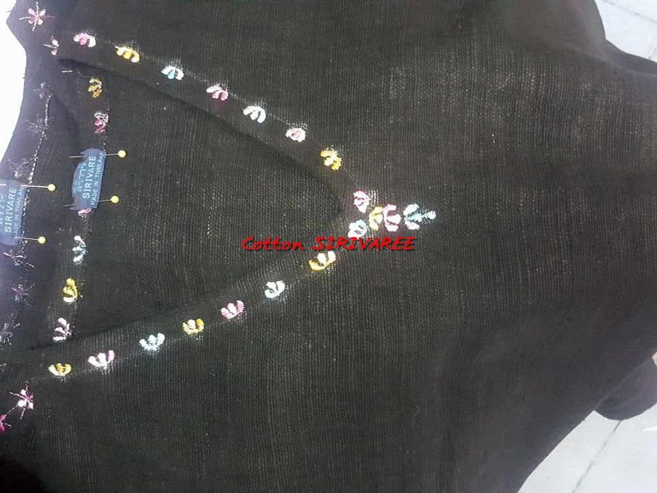 SIRIVAREE,SIVA Thai Cotton 100%, Polo shirt and hand embroidery By Cotton SIRIVAREE Top Thai Brand White, black ,blue ,the sugar L,XL
