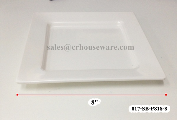 จานแบ่งอาหารทรงสี่เหลี่ยมจัตุรัส มีขอบ 8" 017-SB-P818-8