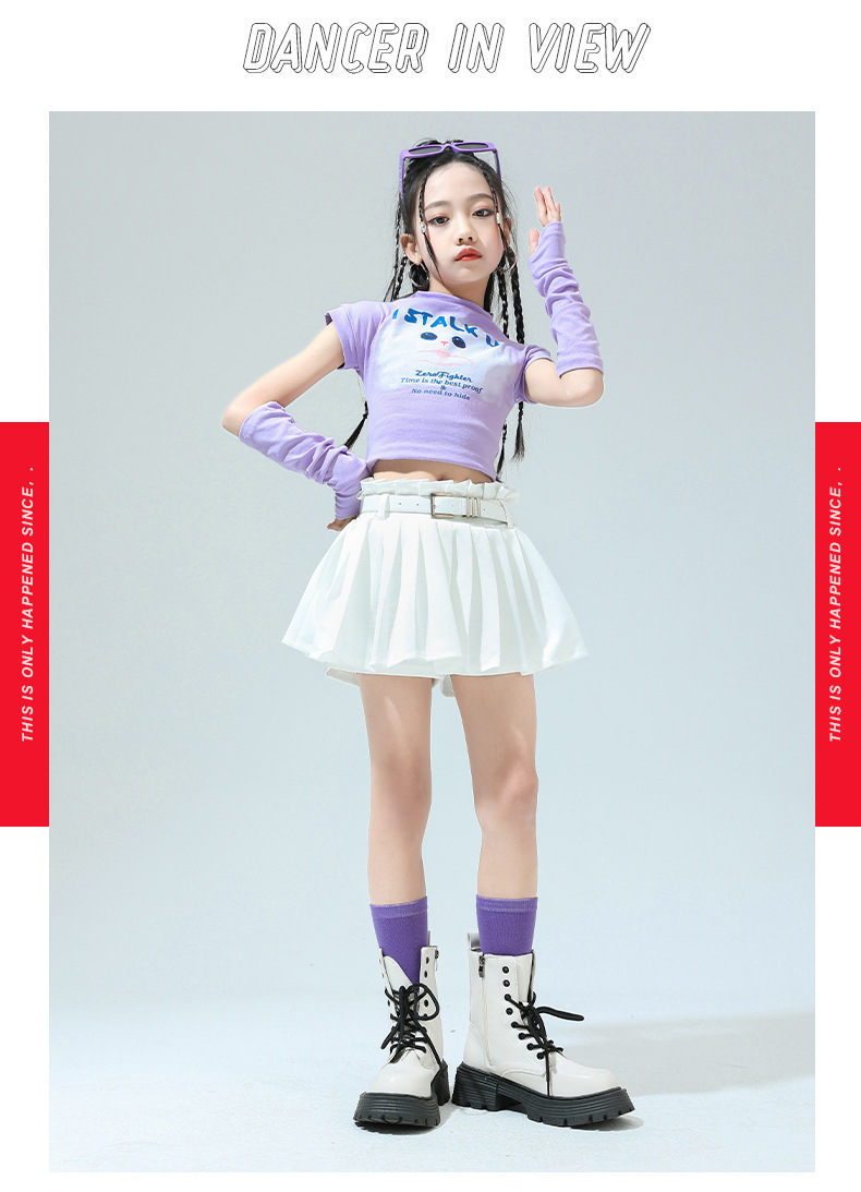 พร้อมส่ง***ชุดเต้น ลายแมว สไตล์เกาหลี เซ็ตเสื้อTKIAULS+กางเกงกระโปรง