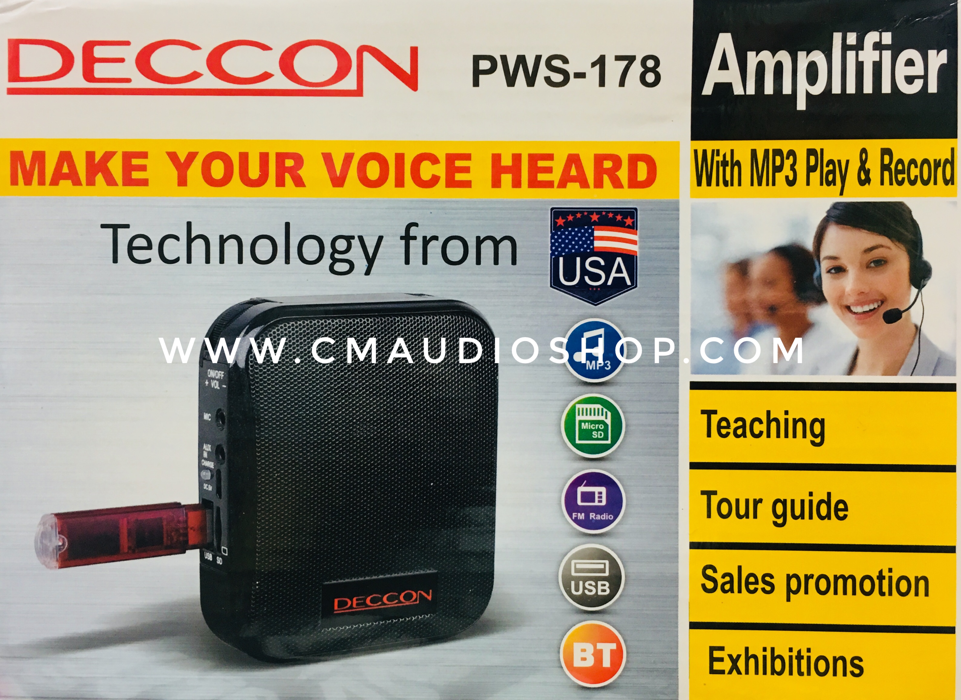 ไมค์-ลำโพงคาดเอว Deccon PWS-178 (USB, Record andBluetooth)