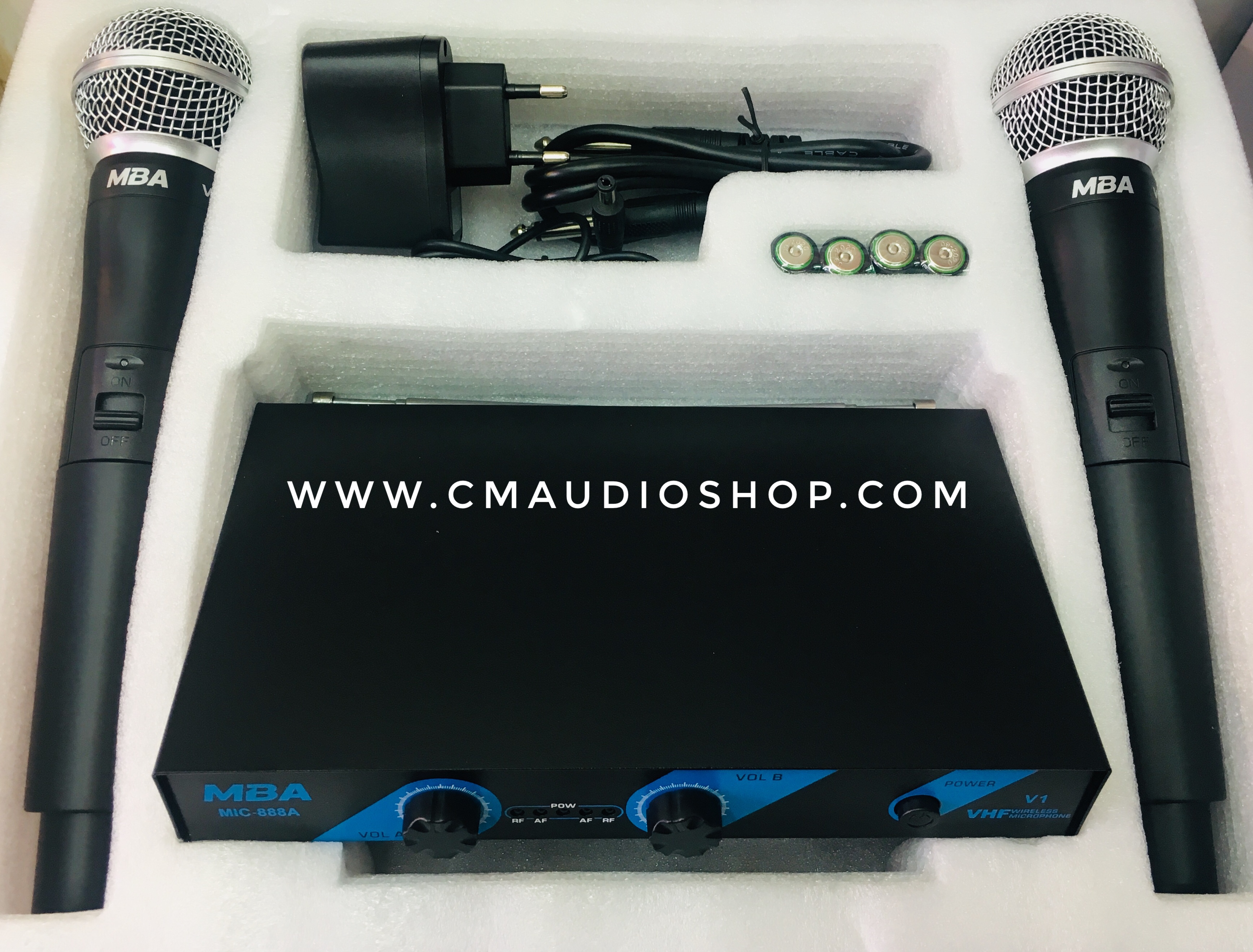 ไมโครโฟนไร้สาย ไมค์ลอยคู่แบบถือ MBA MIC-888A รุ่น V1 (VHF)