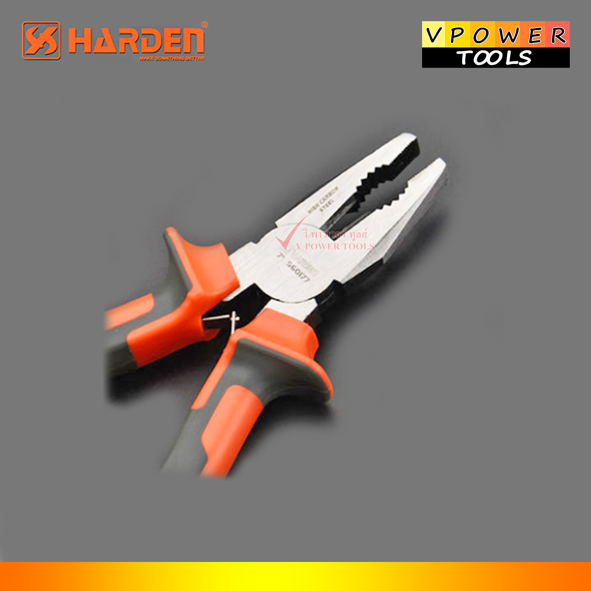 HARDEN 560177 คีมปากจระเข้ 7 นิ้ว ด้ามหุ้มยางหนา พร้อมสปริง Combinabion Plier 7"