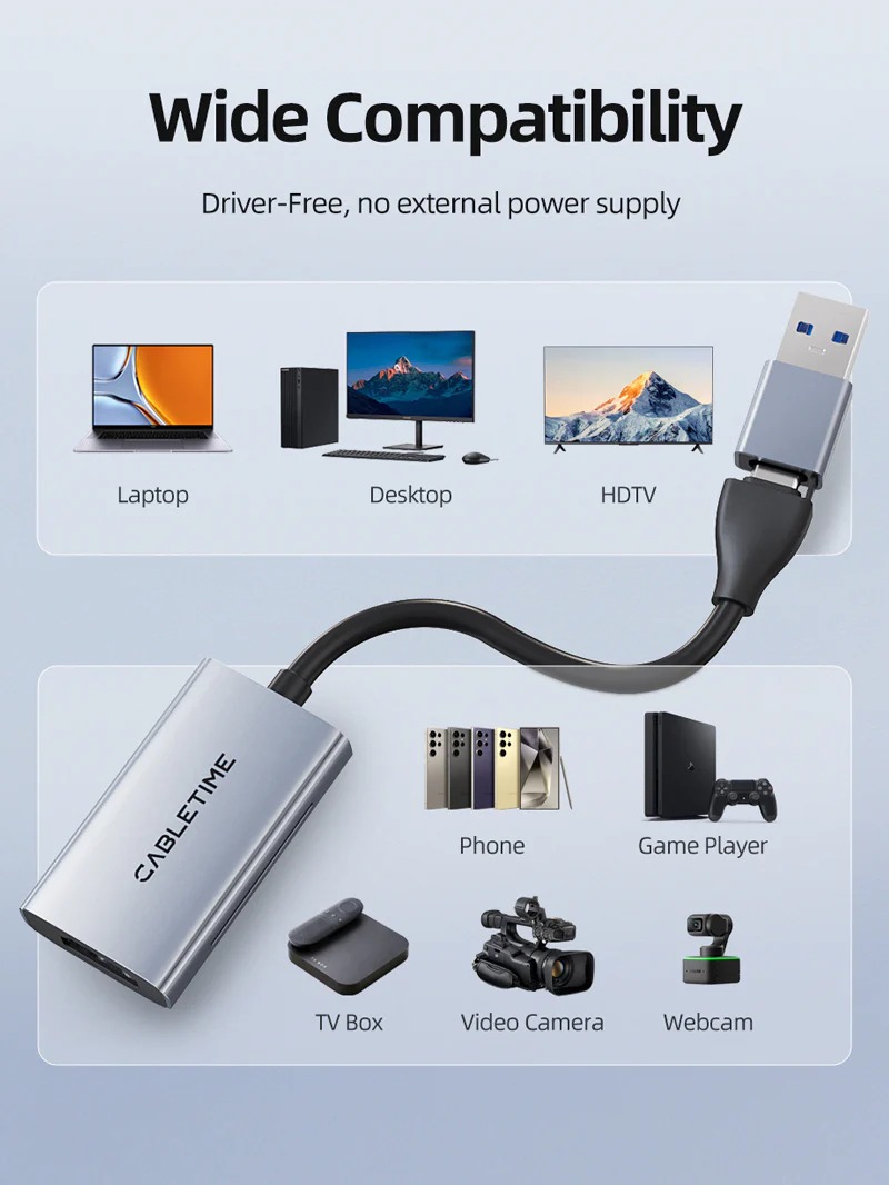 USB 3.0 A+C HDMI Video Capture Card 1080P Live Streaming by Cabletime