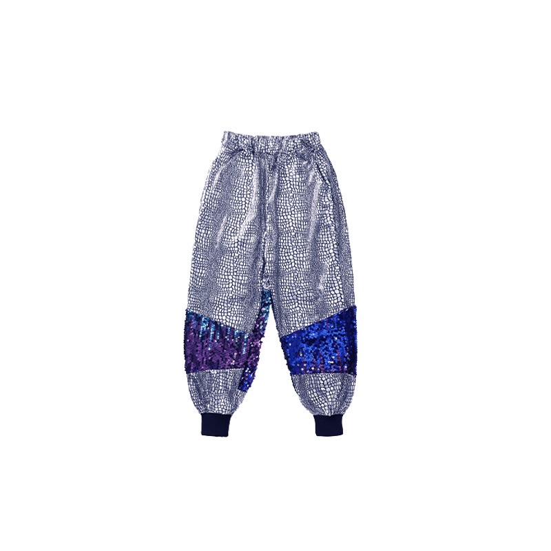 พร้อมส่งส่ง ชุดเต้น ชุดแดนซ์ ปักเลื่อม สีน้ำเงิน