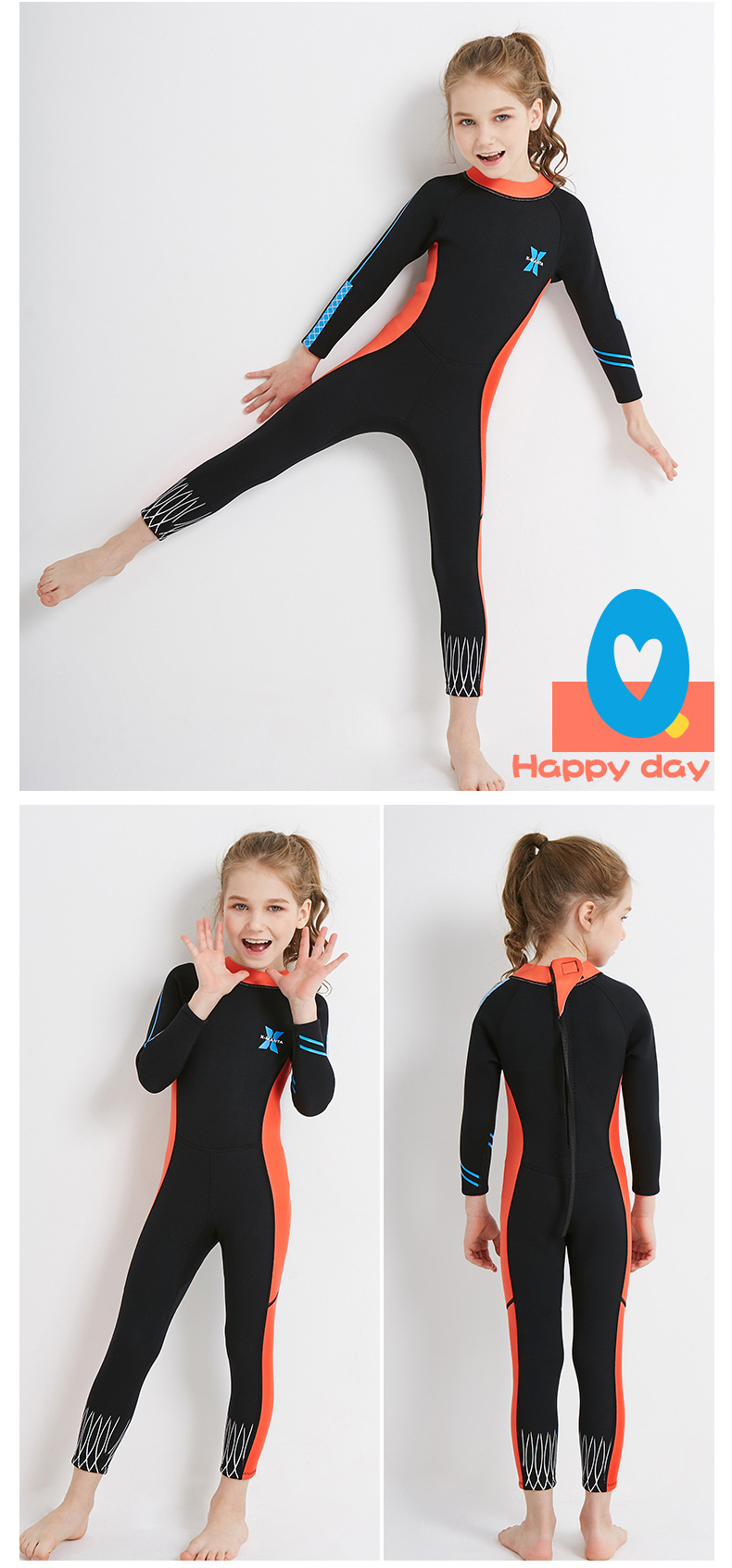 F-ชุดว่ายน้ำเด็ก เก็บอุณหภูมิ แขนยาว ชุดดำนำ้ผู้หญิง