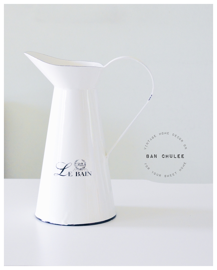 Shabby Chic Enamel Vase แจกันอีนาเมล สีขาว ทรงเหยือก