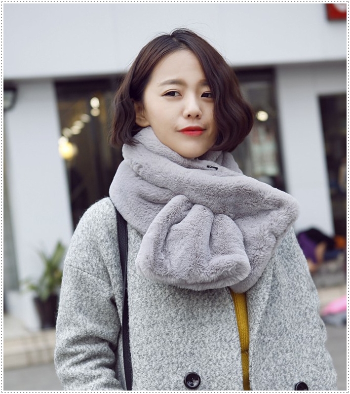 ผ้าพันคอขนเฟอร์ ผ้าผสมขนสัตว์ Fur Wool scarf มี 8 สี